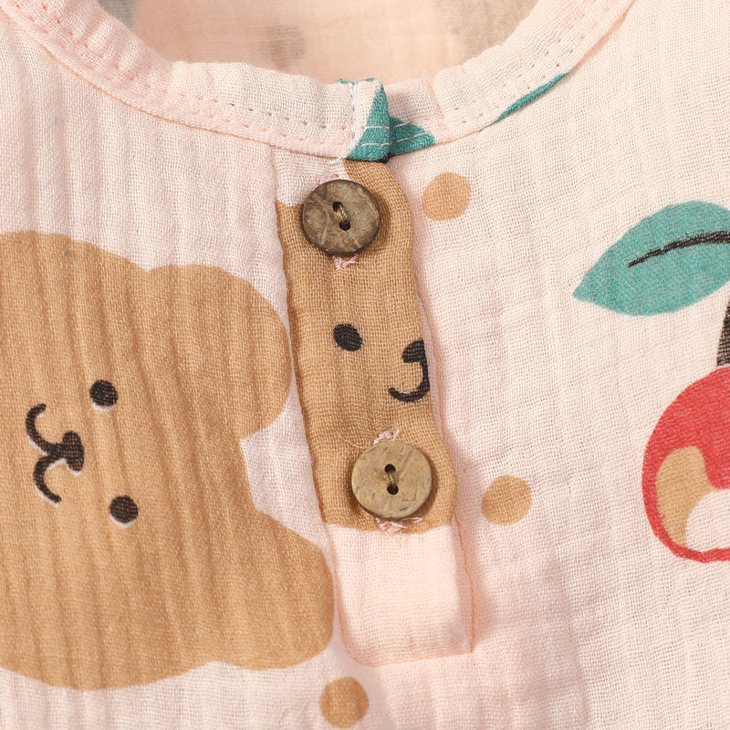 Macacão Infantil Feminino Ursinho com Cerejas